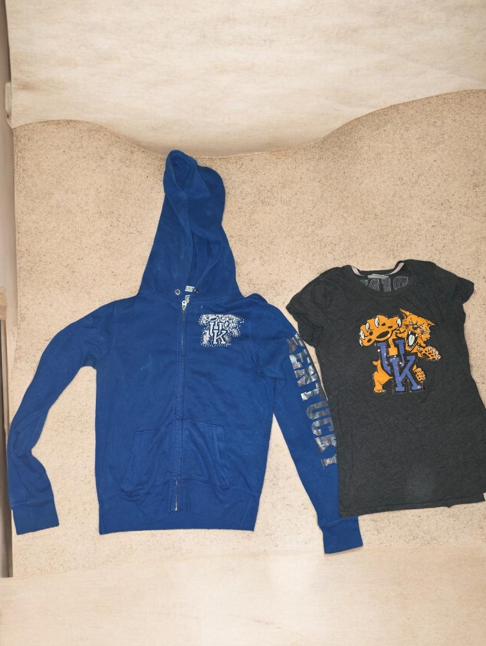 PINK Victoria's Secret Blue Zip-Up Hoodie & Pink Vs UK Shirt